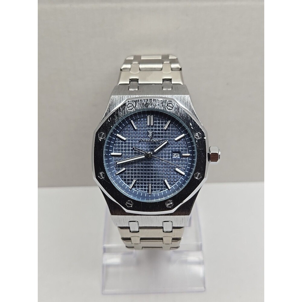 Poedagar 924B Mens Blue Dial Stainless Steel Quartz Watch New Battery Date 3 ATM